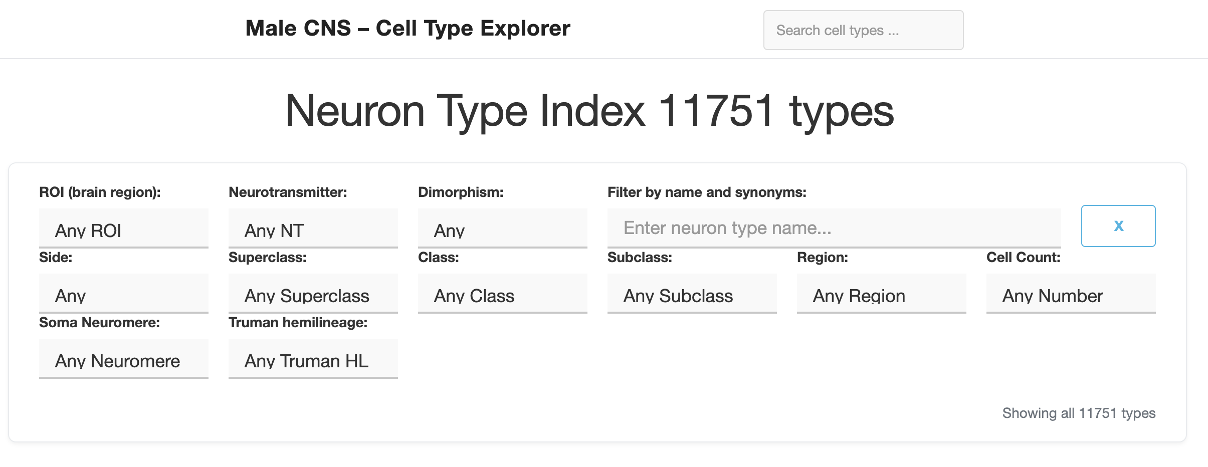 Cell Type Explorer Neuron Type Index