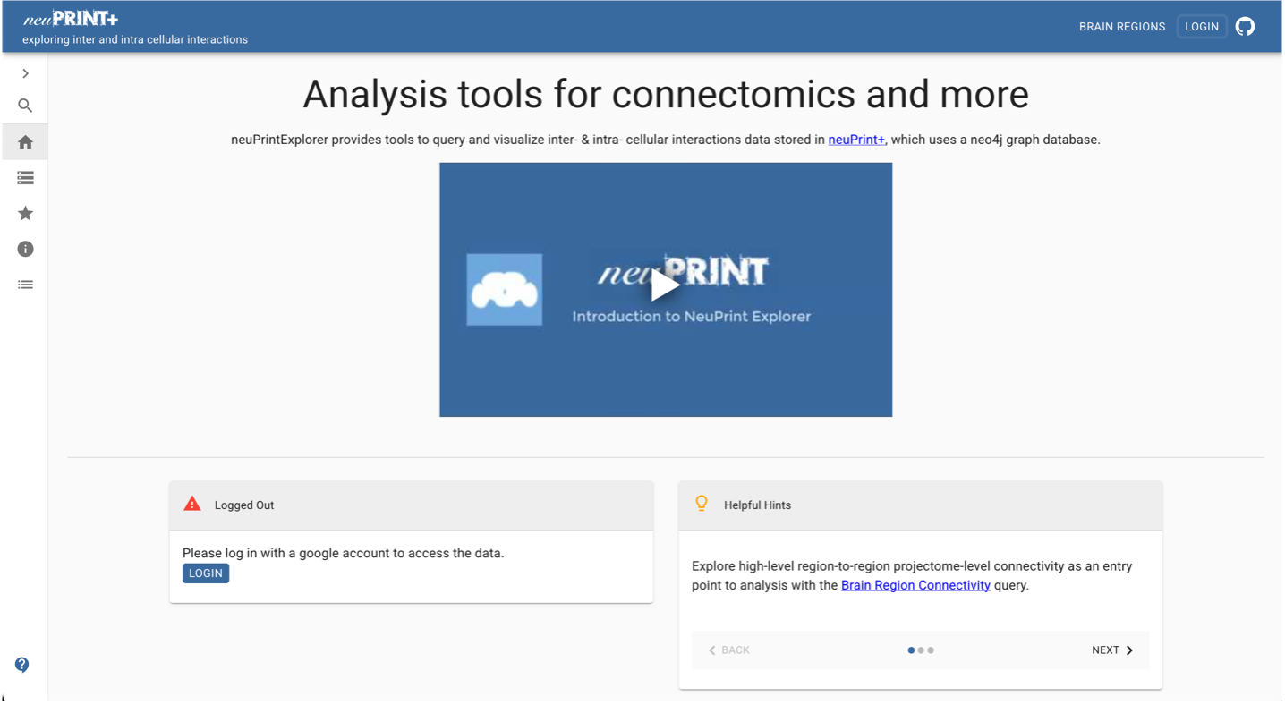 neuPrint Explorer home page